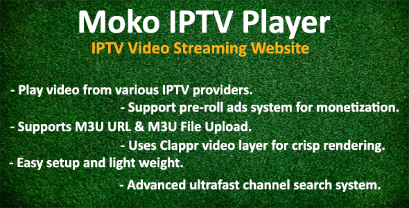 Moko IPTV Player - IPTV Video Streaming Website