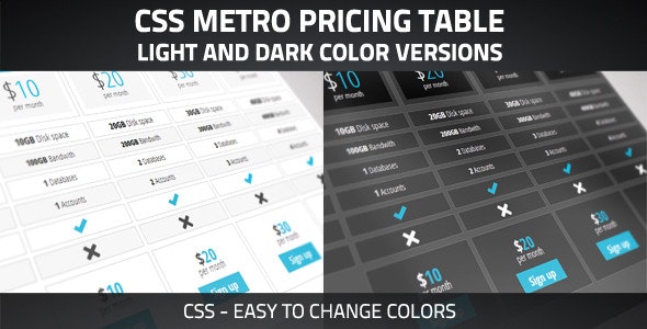 Clean Pricing Table