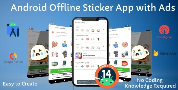 Whatsapp Sticker App (Offline) with Admob and OneSignal Push Notification for Android