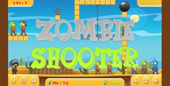 Zombie Shooter - HTML5 Game + Mobile version! (Construct 3 | Construct 2 | Capx)