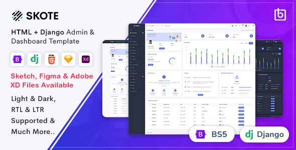 Skote - HTML & Django Admin Dashboard Template