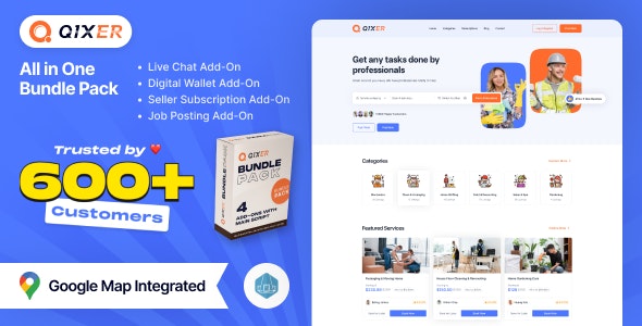 Universal Addon Bundle for Qixer - Handyman Service Marketplace and Home Service Finder