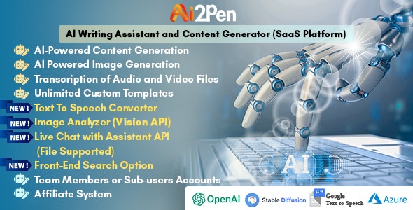 Ai2Pen – AI Writing Assistant and Content Generator (SaaS Platform)