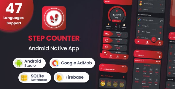 Step Counter - Android Native App (47 Languages)