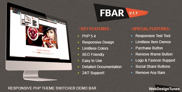 FBar - Responsive PHP Theme Switcher Demo Bar