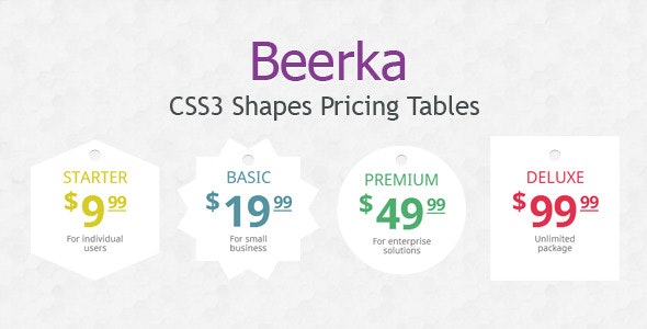 Beerka - CSS3 Shapes Pricing Tables