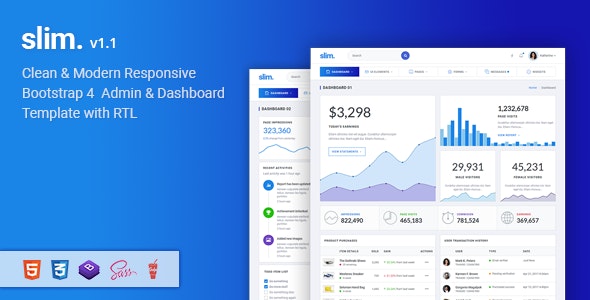 Slim - Modern & Clean Responsive Bootstrap 4 Admin Dashboard Template