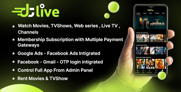 DTLive - Movies – TV Series – Live TV - Channels - OTT - Android app | Laravel Admin Panel