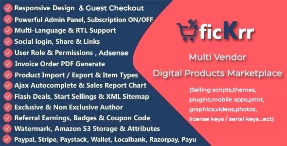 ficKrr - Multivendor Digital Marketplace With Subscription