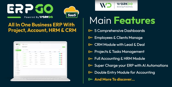 ERPGo SaaS - All In One Business ERP With Project, Account, HRM, CRM & POS