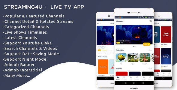 Streaming4u - Live Tv and Streaming app with Admin panel