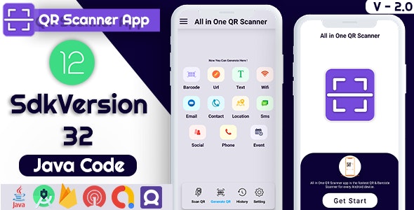 All in One QR Barcode Scanner & Generator +Admob+OneSignal Push Notification Android App