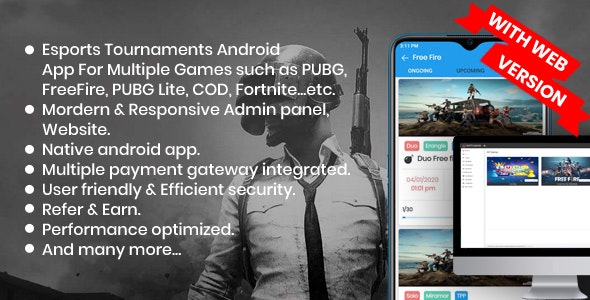 BattleMania With Web version - Tournament App with Website & Admin Panel for PUBG / Free Fire / COD