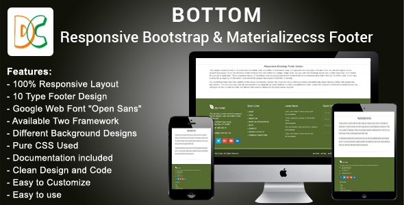 Bottom - Bootstrap 3 and Materializecss Footer