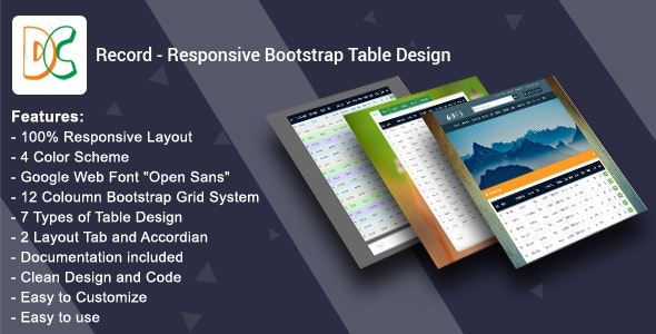 Record - Responsive Bootstrap Table Design