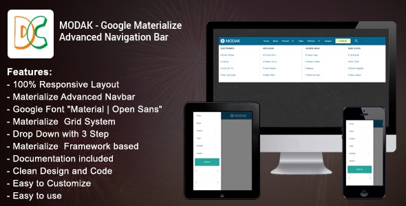 Modak - Materialize Advanced Navbar