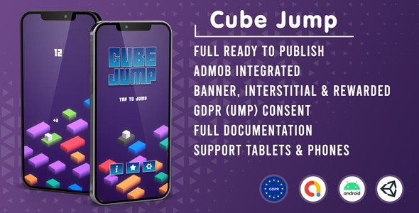 Cube Jump (Admob + GDPR + Unity Project)