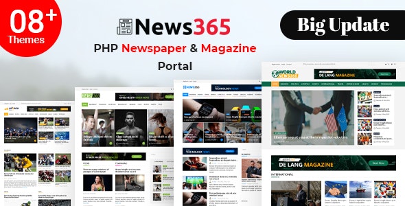 News365 – PHP Newspaper Script Magazine Blog with Video Newspaper