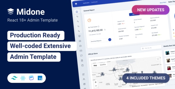 Midone - Tailwind CSS React Admin Dashboard Template + HTML Version