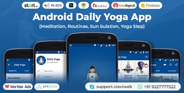 Android Daily Yoga App (Meditation, Routines, Sun Sulation, Yoga Step)