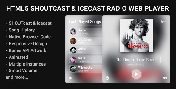 HTML5 Shoutcast & Icecast Radio Web Player