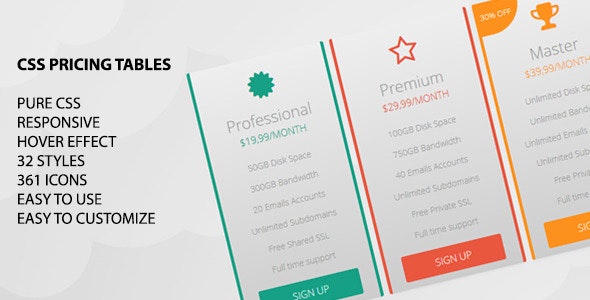CSS Pricing Tables