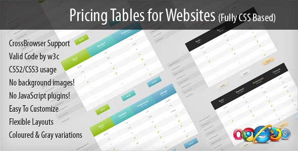 Pricing Tables for Websites (fully CSS based)