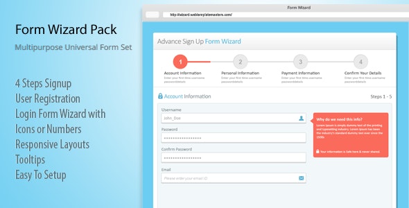 Responsive Login, Sign Up and Payment Form Wizard