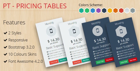 PT - Pricing Tables Bootstrap 3.2.0