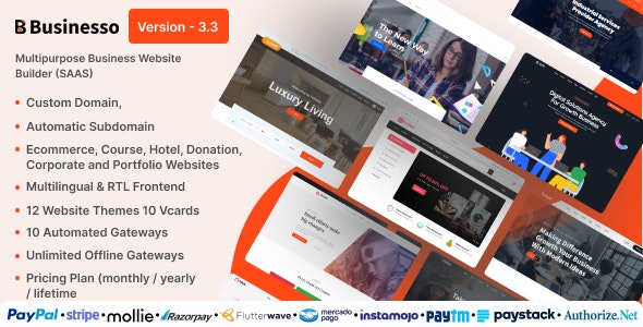 Businesso - Multipurpose Website Builder SAAS (Multitenancy)
