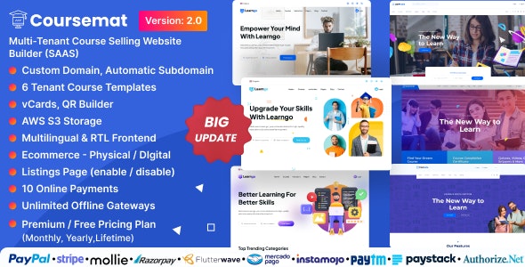 Coursemat - Multi-Tenant Course Selling Website Builder (SAAS)