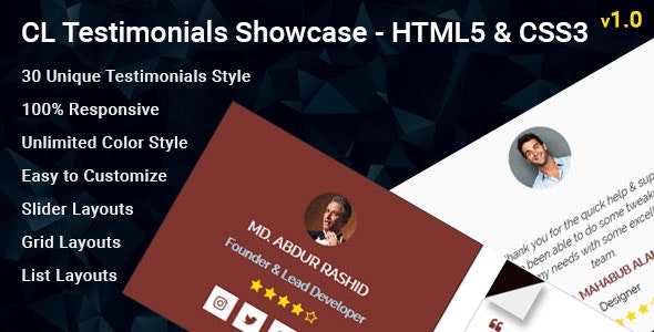 CL Testimonial - HTML Testimonial Showcase