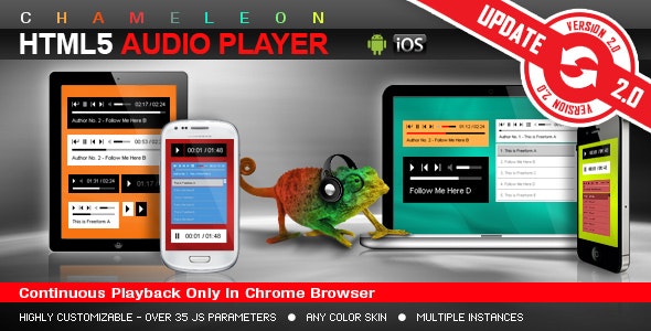 Chameleon HTML5 Audio Player With/Without Playlist