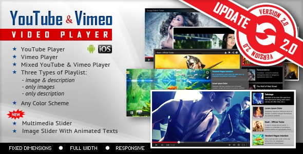 YouTube And Vimeo Video Player with Playlist