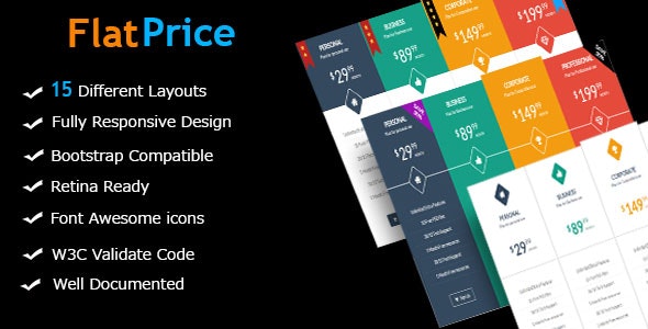 FlatPrice - Responsive Bootstrap Pricing Tables