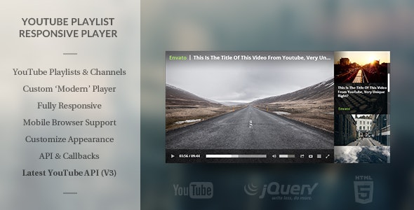 Modern HTML5 Responsive Youtube Playlist Player