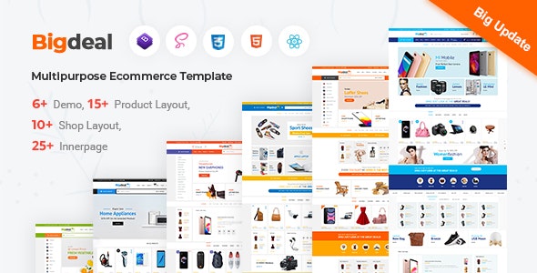 Bigdeal - React Next Js Ecommerce Graphql | Html Template Bundle