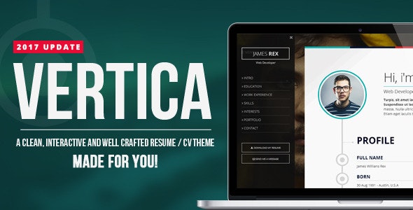 Vertica - Retina Ready Resume / CV & Portfolio