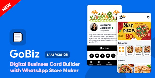 GoBiz - Digital Business Card + WhatsApp Store Maker | SaaS | vCard Builder