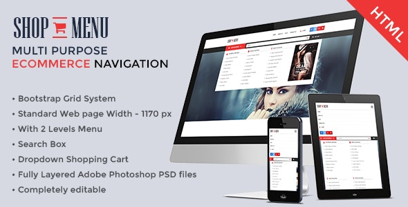 SHOP MENU -Creative e-commerce Bootstrap mega menu - HTML