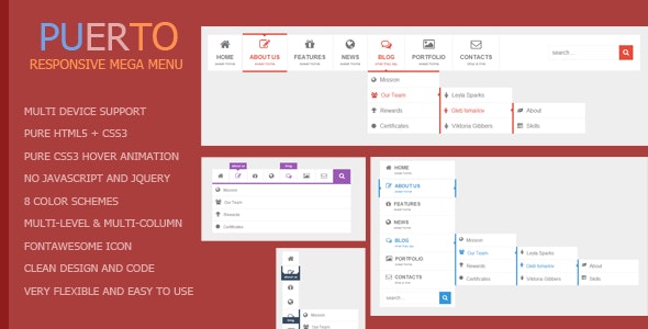 Puerto - Responsive Mega Menu