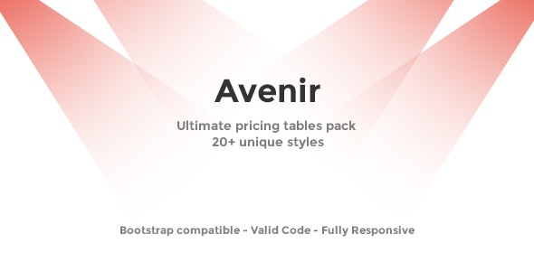 Avenir - 21 Unique & Responsive Pricing Tables Pack