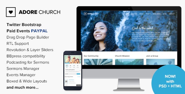 Adore Church - Responsive WordPress Theme