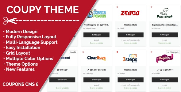 Coupy Theme for Coupons CMS