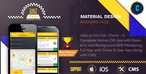 Taxi Booking App - A Complete Clone of UBER with User,Driver & Bacend CMS Coded with Native iOS