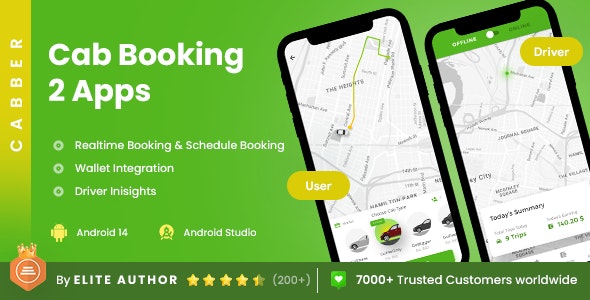 4 App Template| Taxi App | Cab Booking App| Rider App| Driver App| (XML Code) Cabber