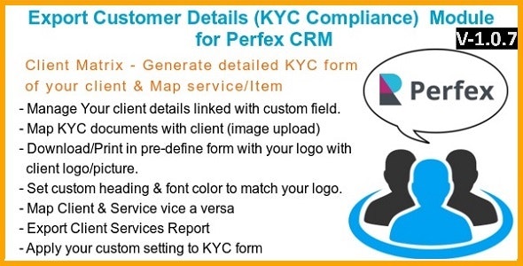 Export Customer Details (KYC Compliance)  Module for Perfex CRM