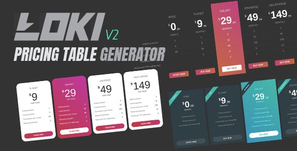 Loki Pricing Table Generator