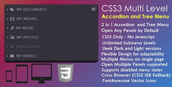 CSS3 Multi Level  Accordion and Tree Menu