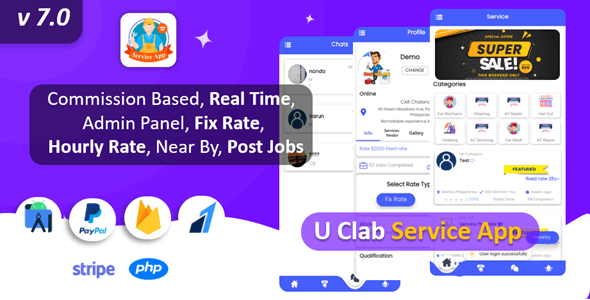 UClab Service App | Handyman service app | Hourly And Fix Rate | On Demand service Payment Gateways